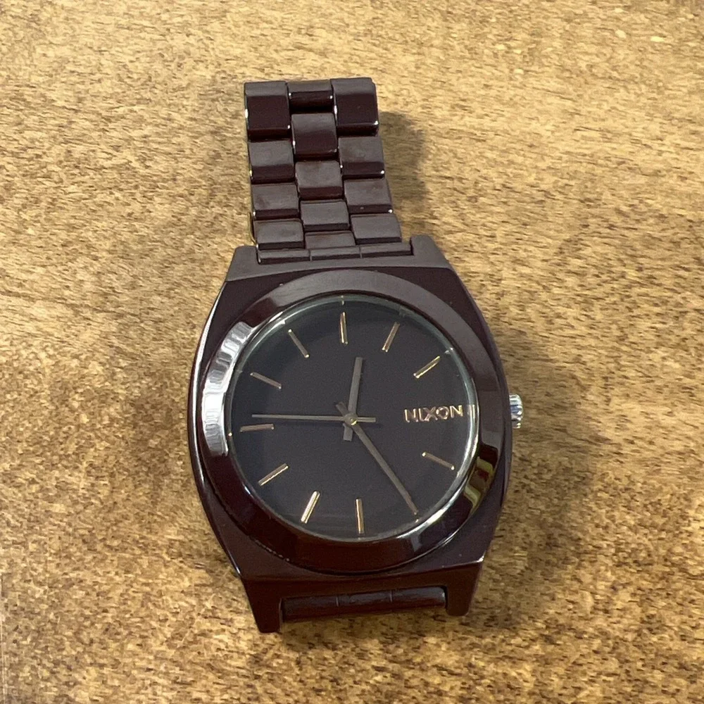 Nixon Men's The Time Teller Brown Ceramic‎ Quartz Watch - Untested Needs Battery